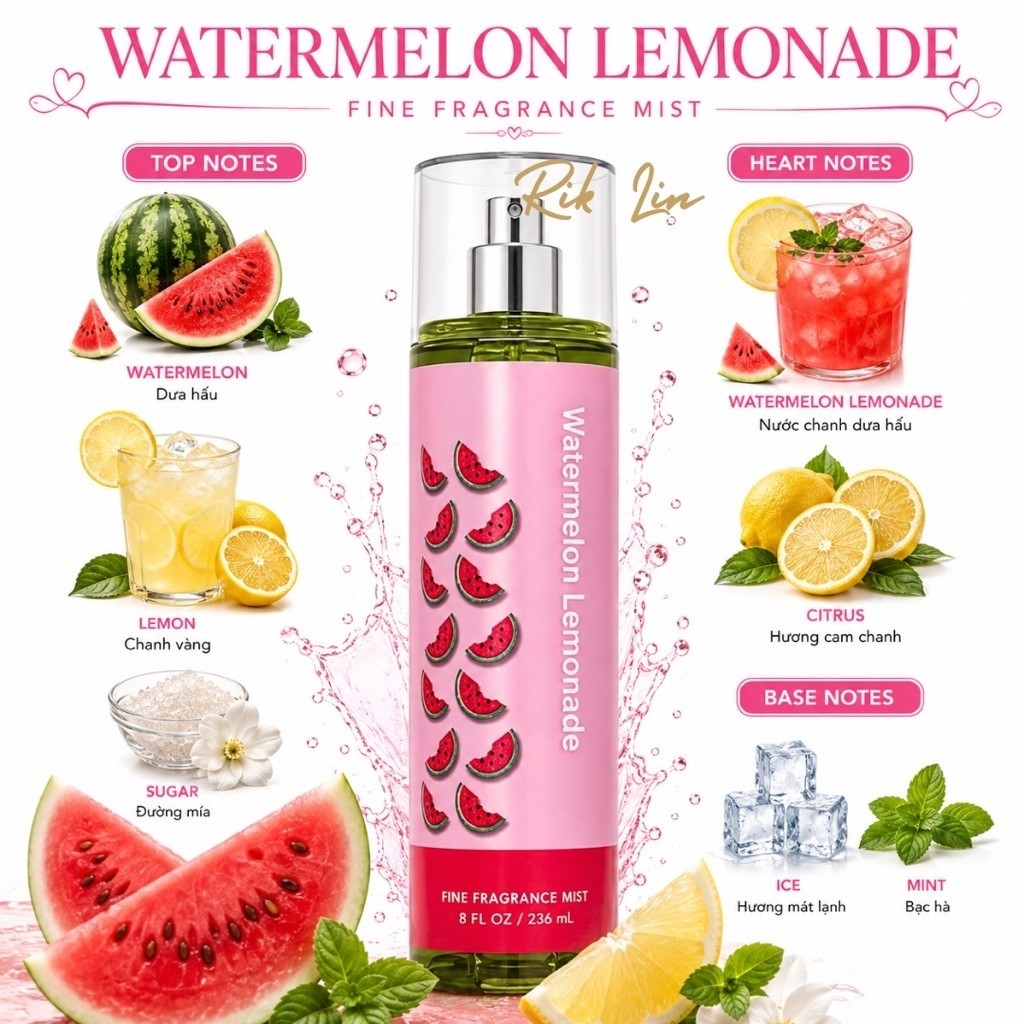 WATERMELON LEMONADE | GROOVY WATERMELON _ Xịt Thơm Body Mist USA