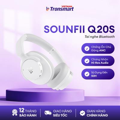 Tai Nghe Bluetooth Tronsmart SOUNFII Q20S | Chơi Nhạc Đến 50h | Chống Ồn Chủ Động | Bluetooth 5.3 | Bảo Hành 12 Tháng