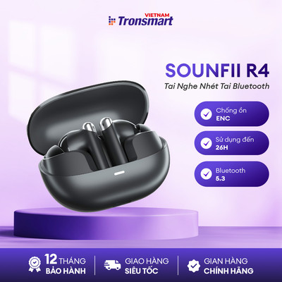 Tai Nghe Nhét Tai Tronsmart SOUNFII R4 | ENC Chống Ồn | Chơi Nhạc Đến 28H | Bluetooth 5.3 | Bảo Hành 12 Tháng