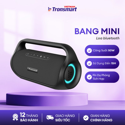 Loa Bluetooth Tronsmart BANG MINI | Công Suất 50W | Chơi Nhạc Đến 15H | Tích Hợp Sạc Dự Phòng | Bảo Hành 12 Tháng