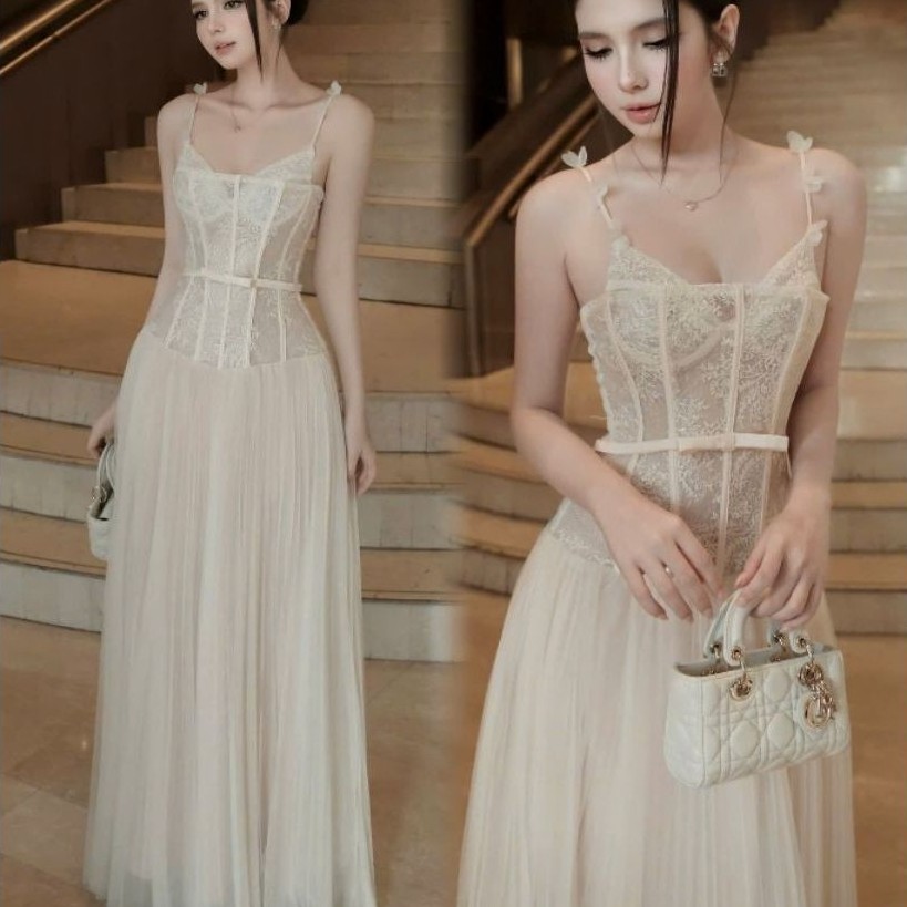 𝐍𝐄𝐖 𝐀𝐑𝐑𝐈𝐕𝐀𝐋 ✨ CAM KẾT CHUẨN HÌNH (𝐎𝐑𝐀𝐍𝐆𝐄 𝐒𝐓𝐔𝐃𝐈𝐎 ) - Cindy Long Dress - Đầm Thiết Kế Cúp Ngực Ren Dài