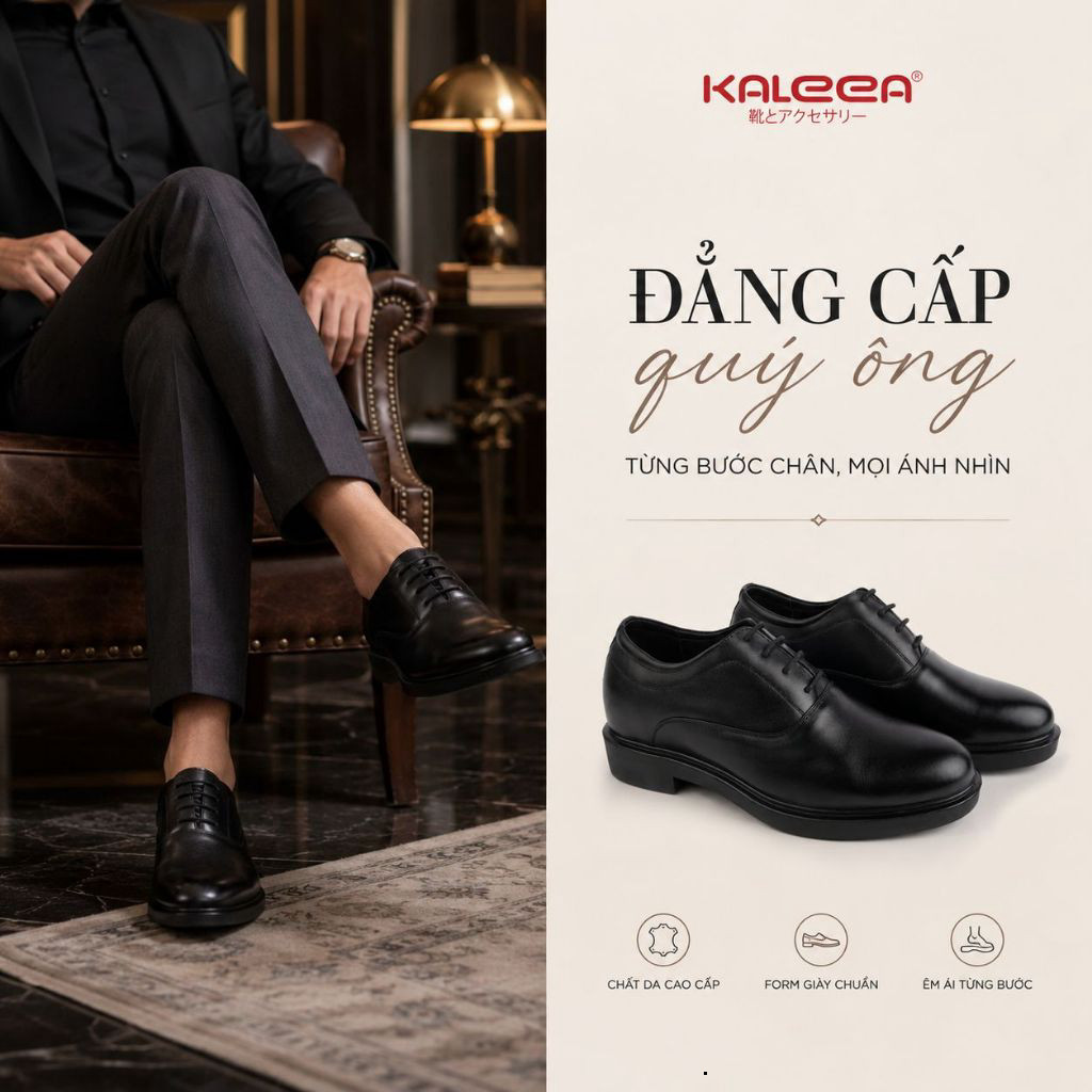 Kaleea GN34 - Giày Lười Nam Công Sở Da, Tăng Chiều Cao Tự Nhiên, Thiết Kế Sang Trọng