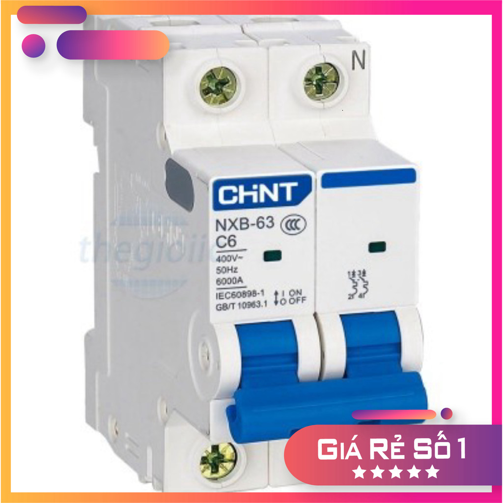 NXB-63 2P C6 6kA Aptomat MCB CHiNT 2 Cực 6A Điện Tử Thường Tín