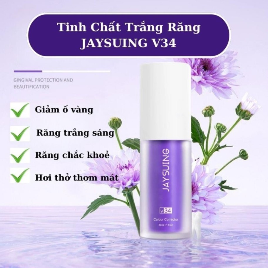 Serum trắng răng V34, serum tẩy trắng răng, tinh chất trắng răng tự nhiên giúp hơi thở thơm mát