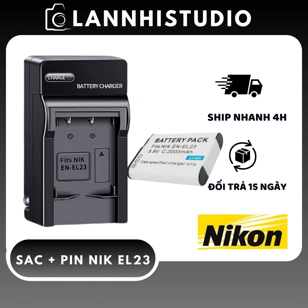 [Combo] Pin Và Sạc Máy Ảnh Nikon EN-EL23 Cho Nikon Coolpix P600 P610 P900 S810c B700 - LANNHISTUDIO