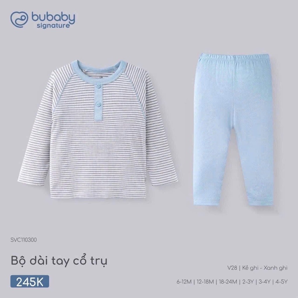 [BUBABY] Bộ dài tay cổ trụ Bubaby cho bé