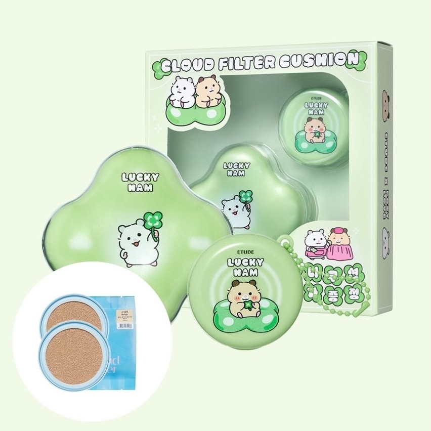 [HSD T6/2028] Set Etude Lucky Ham Cloud Filter Cushion 15g×3 + Mini 5g