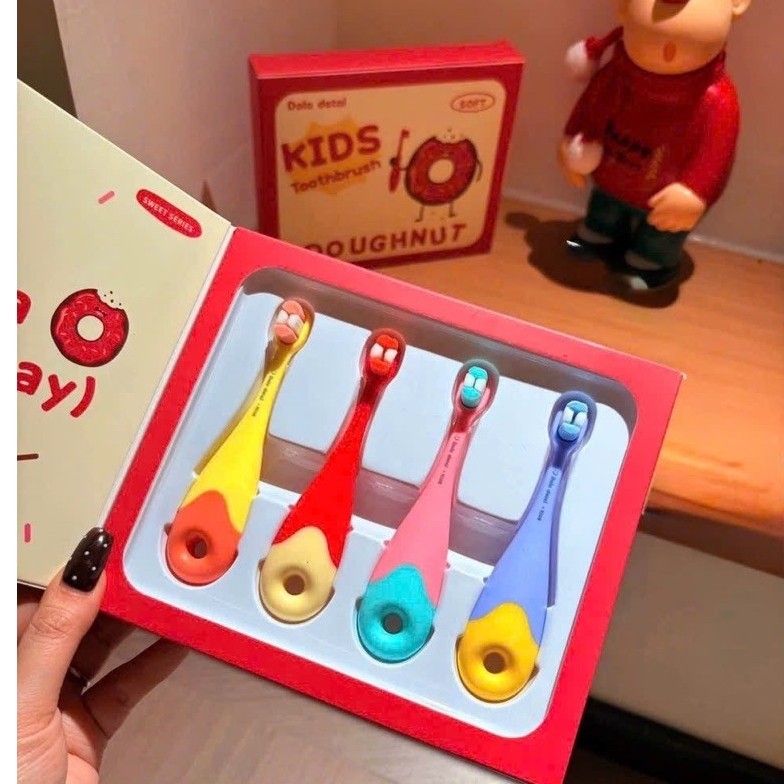 Hộp 4 Chiếc Bàn chải đánh răng mềm 10 nghìn lỗ kháng khuẩn cho trẻ em 0-3 tuổi Tập đi chuyên dụng ch