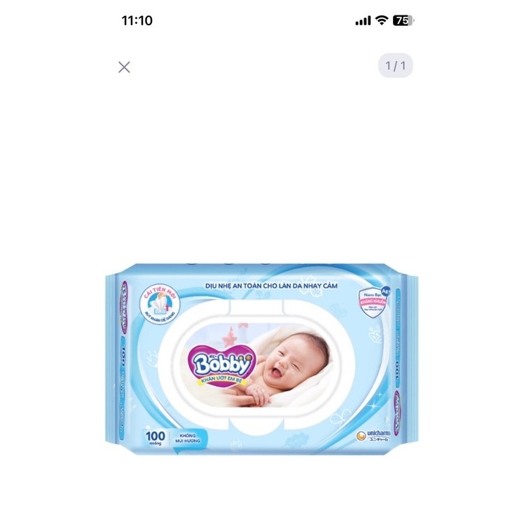 KHĂN ƯỚT BOPPY MÀU XANH KHÔNG MÙI 100 TỜ/ GÓI - DỊU NHẸ AN TOÀN CHO LÀN DA NHẠY CẢM