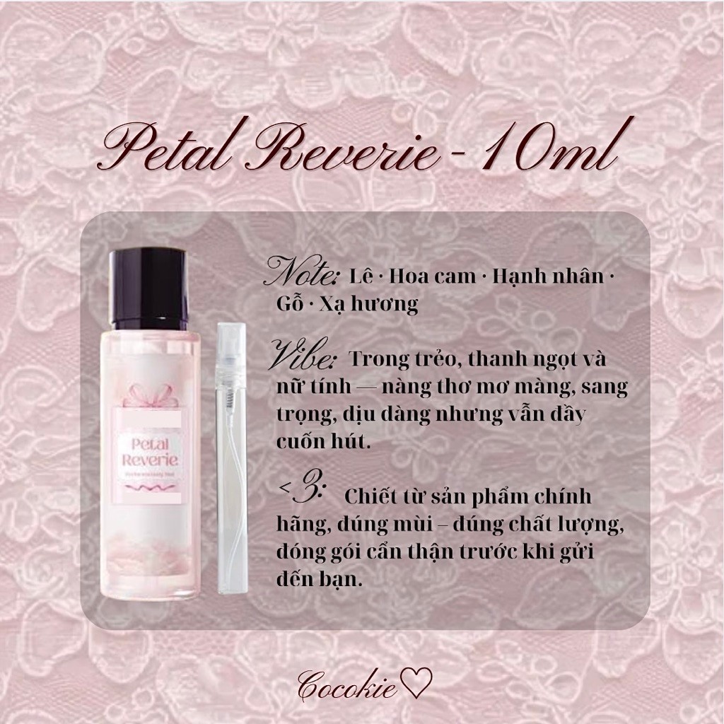 ⊹ ࣪ ˖ 10ml sample │ Body Mist Nước Hoa Petal Reverie Hella Sang Trọng Nữ Tính