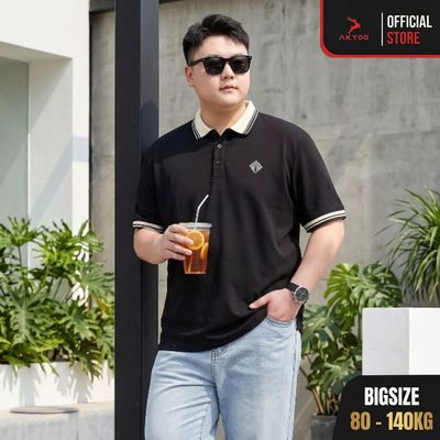 Áo POLO Nam Bigsize 80-140KG AKYOO Cao Cấp Cotton Co Giãn, Thâm Hút Mồ Hôi, Áo Polo Bigsize - PL CO BE