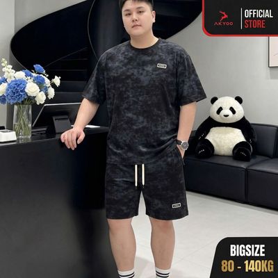Bộ Thun Bigsize Nam 80-140kg,Cao Cấp, Chất Liệu Cotton Co Giãn, Thoáng Mát, Akyoo Bigsize Nam -SET LOANG