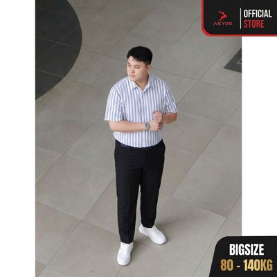 Áo Sơ Mi Ngắn Tay Bigsize Nam 80-140kg AKYOO Cao Cấp, Co Giãn, Không Gây Khó Chịu Khi Mặc - SM S DO , S XANH