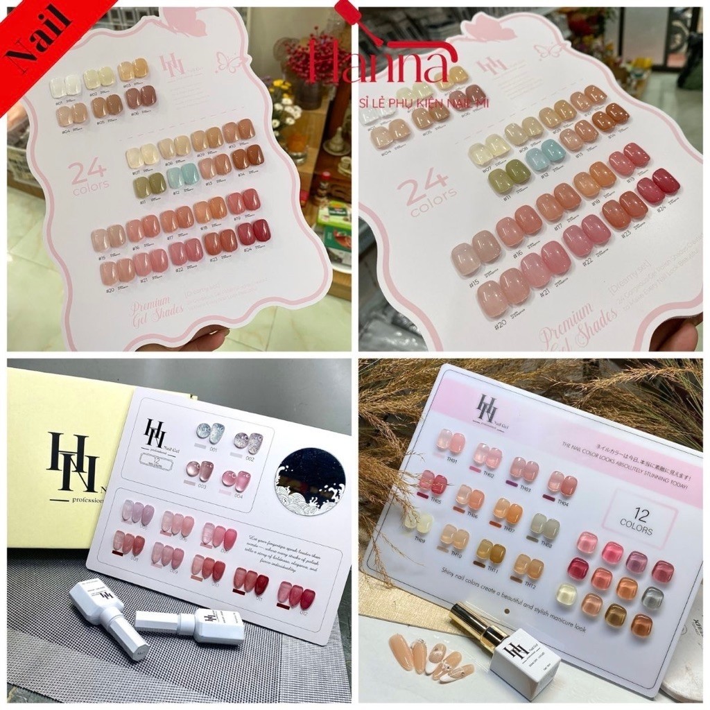 Set sơn thạch đục 12 màu HN gel, Tg gel [tặng bảng mầu]
