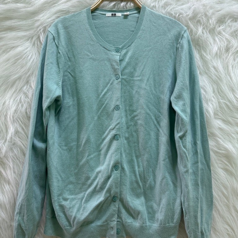 Cardigan Uniqlo XL xanh nhạt 2hand C126