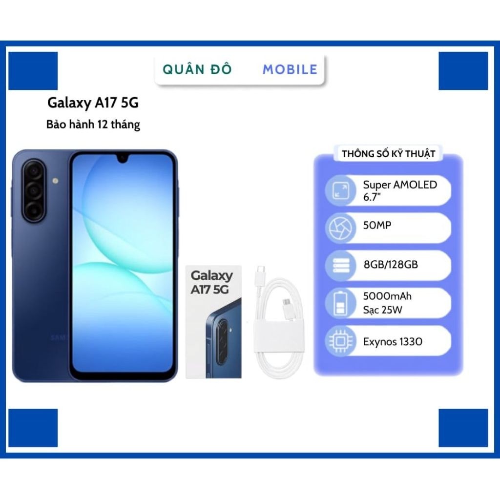 SAMSUNG A17 5G 8/128/256GB – HÀNG 99% – MÁY ĐẸP – RAM 8GB – 5G – BẢO HÀNH 6 THÁNG