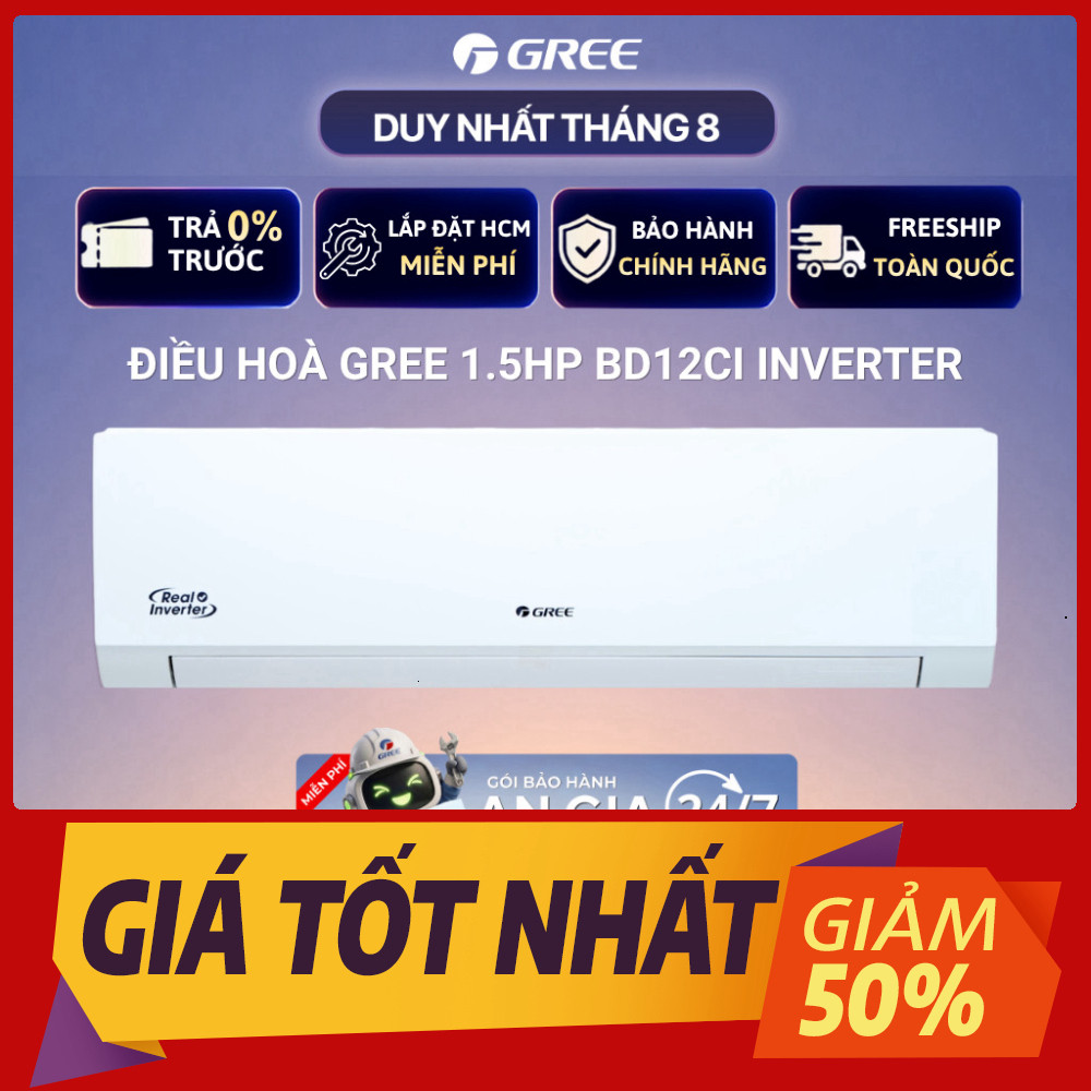 [FreeShip + Lắp HCM 0Đ] Máy lạnh/ Điều Hòa Gree Inverter 1.5HP BD12CI (Black Diamond) | Bảo Hành Chí