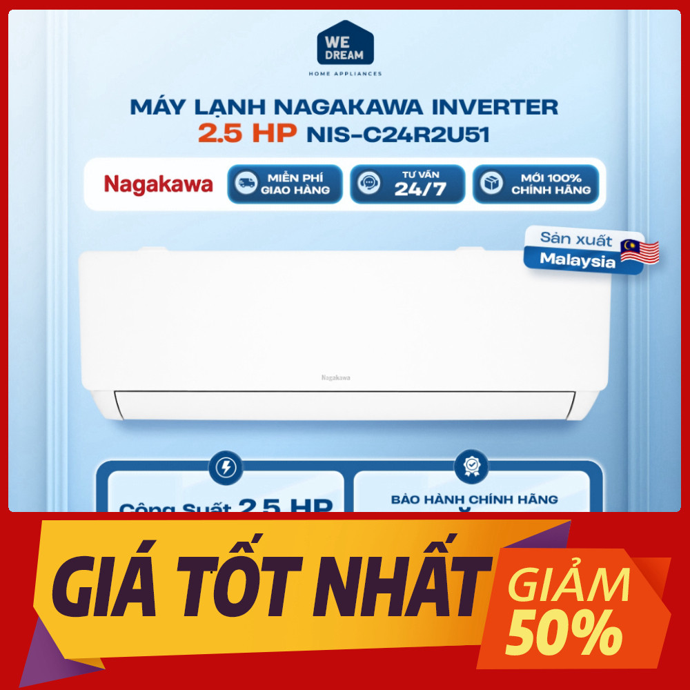 Máy Lạnh Nagakawa Inverter 2.5HP NIS-C24R2U51 | Tiết Kiệm Điện - Hàng Chính Hãng