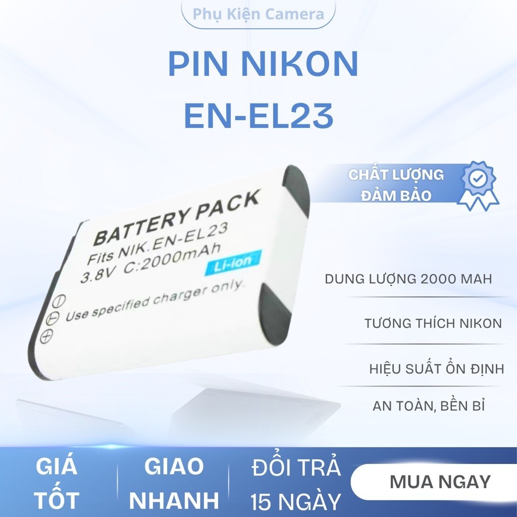 Pin Nikon EN-EL23 Siêu Zoom Thay Thế Dùng Cho Nikon Coolpix P600 P610 P900 S8100c - Dung Lượng Cao, 