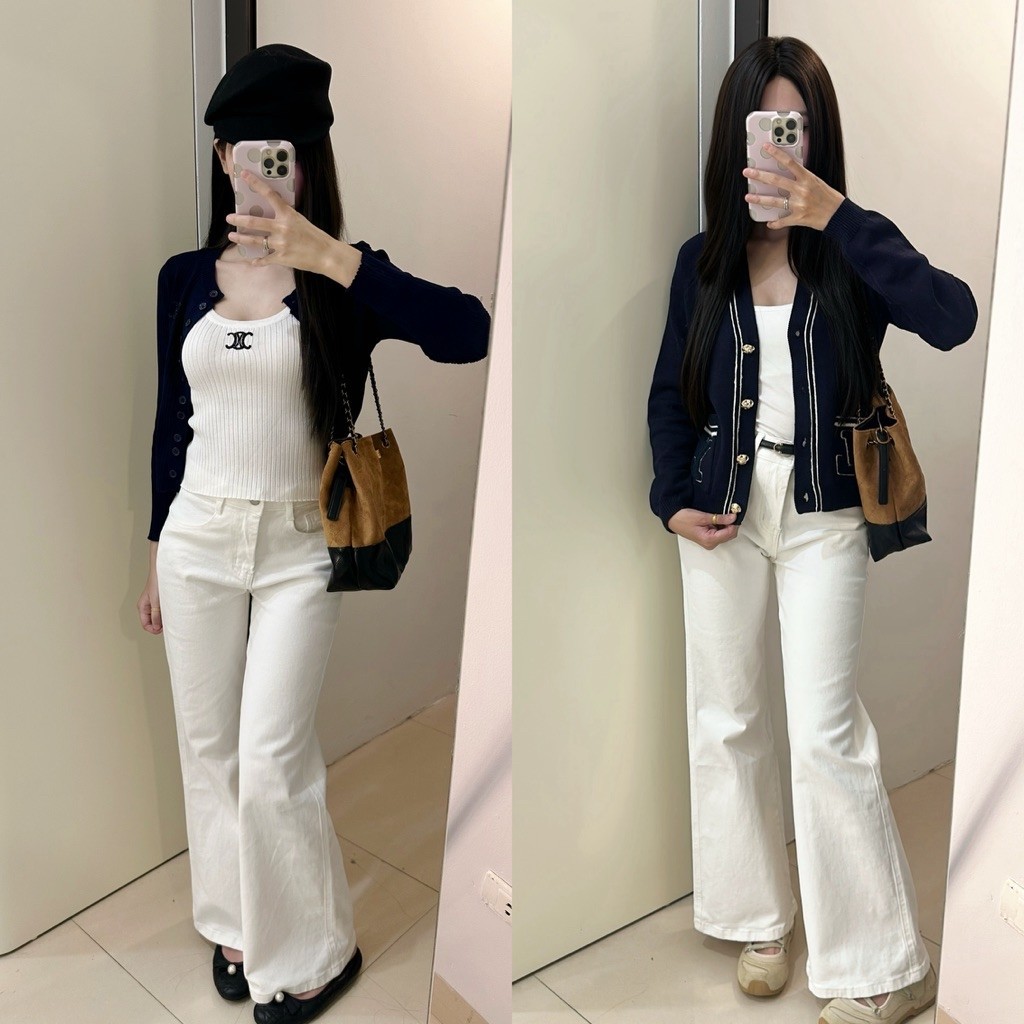 𝐁𝐋𝐀𝐍𝐂𝐄 𝐒𝐓𝐔𝐃𝐈𝐎 ♡ Quần jean trắng dáng đứng
