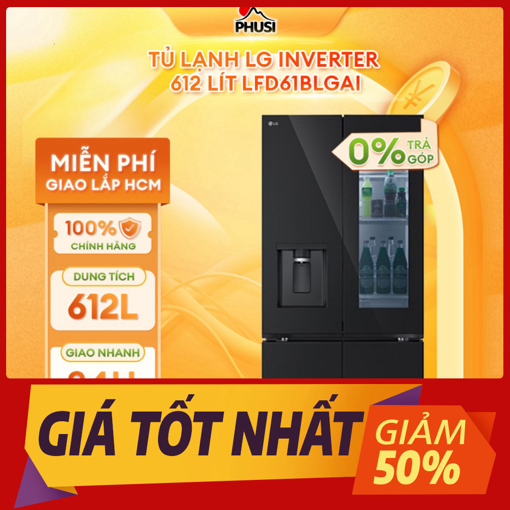 LFD61BLGAI Tủ lạnh LG Inverter 612 lít Multi Door InstaView LFD61BLGAI