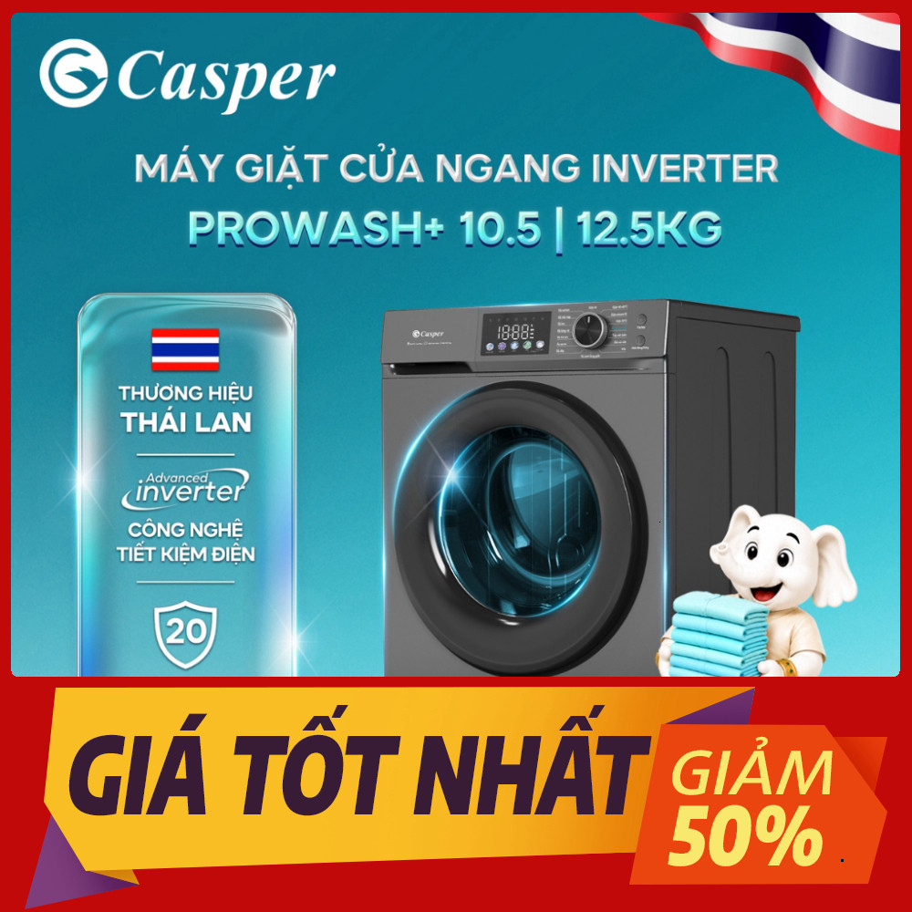 Máy giặt cửa ngang AI thông minh Casper 12.5KG WF-D125VGR1 - Chính hãng - Bảo hành 2 năm