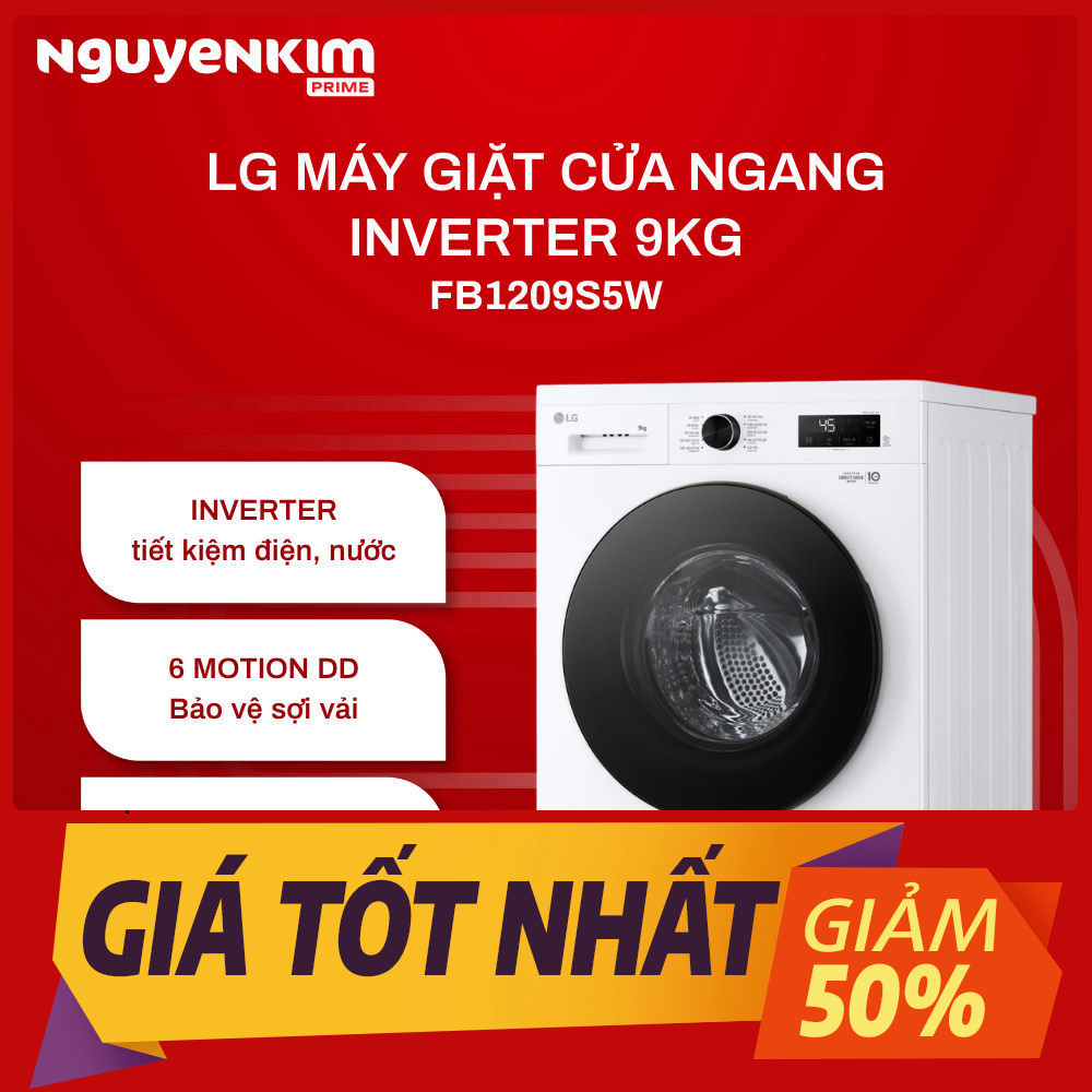 Máy giặt LG Inverter cửa ngang 9 kg FB1209S5W
