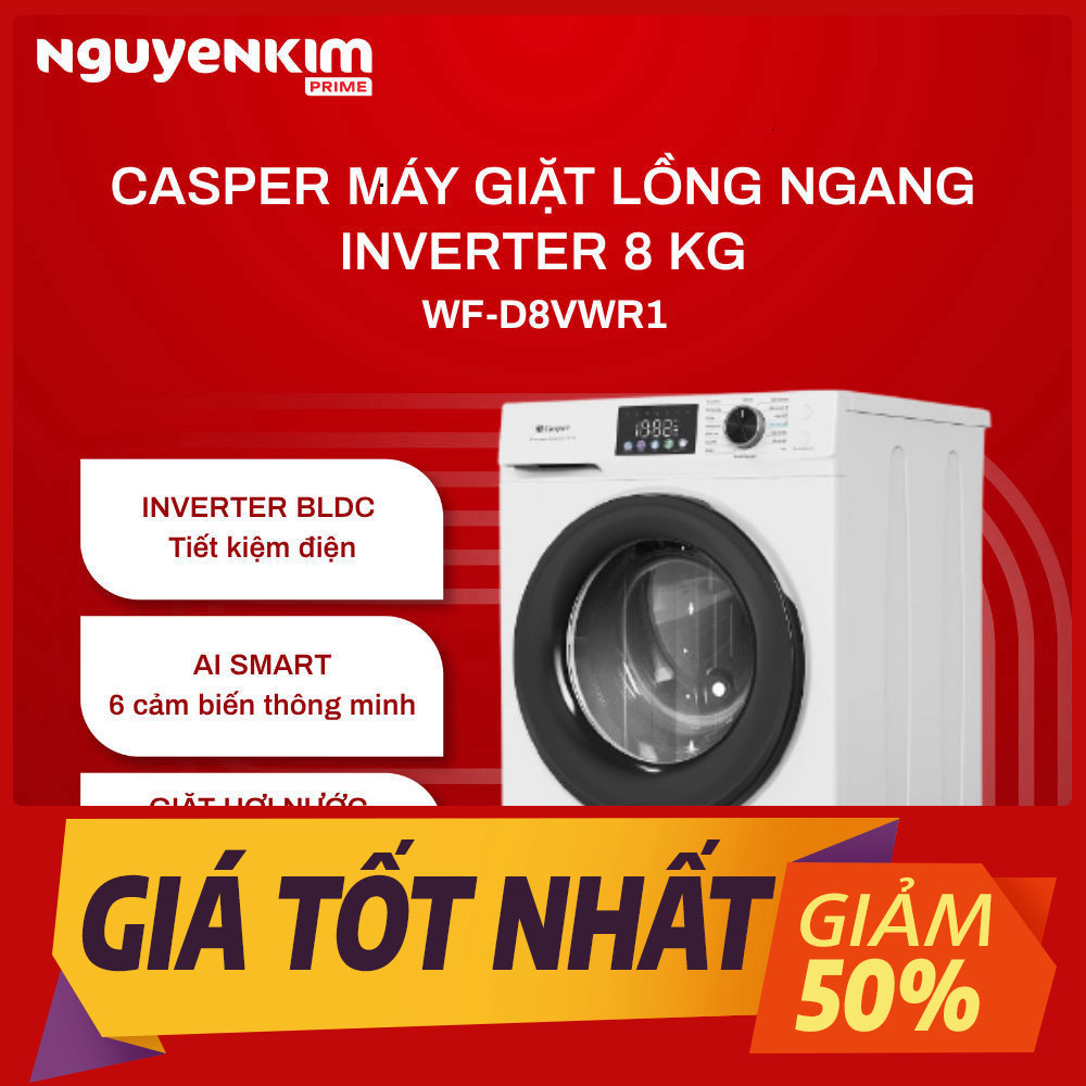 Máy giặt cửa trước Casper ProWash Inverter 8 kg WF-D8VWR1