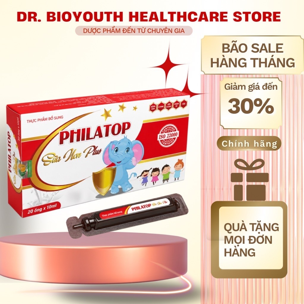 Ống Philatop SỮA NON plus Đông trùng hạ thảo, đạm thuỷ phân Hồng sâm Nhung hươu Yến sào cho bé tăng 