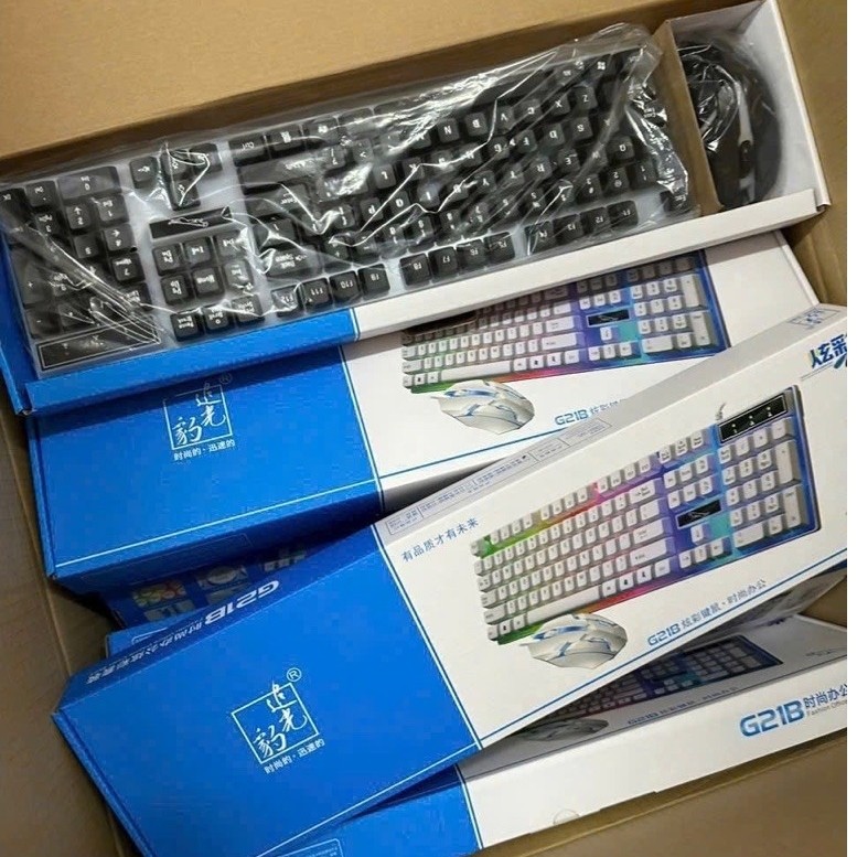 BÀN PHÍM CHUỘT GIẢ CƠ G21B GAME LED 7 MÀU