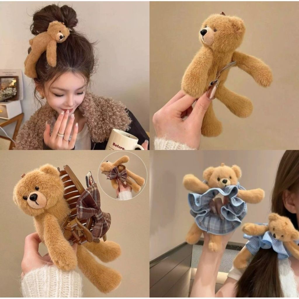 Kẹp Tóc Gấu Bông Cao Cấp, Chun buộc tóc hình gấu. Phụ Kiện Tóc Dễ Thương Cho Bạn Gái. Kẹp tóc gấu bông.