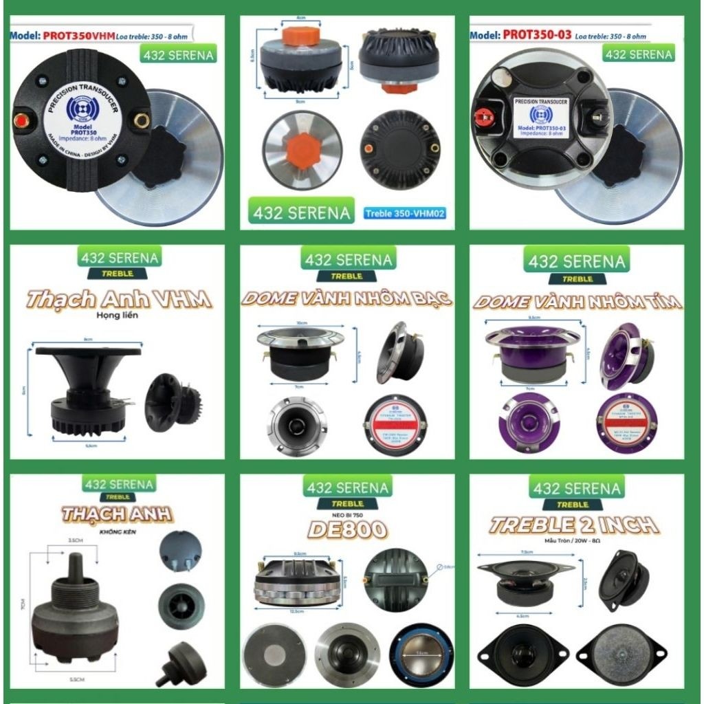 LOA TREBLE KÈN, CHÉP KÈN, TRÉP KÈN, TREP DOM, TITAN, CỦ TREBLE 250 350 450 850 NEO BI NEO KHỐI HAY N