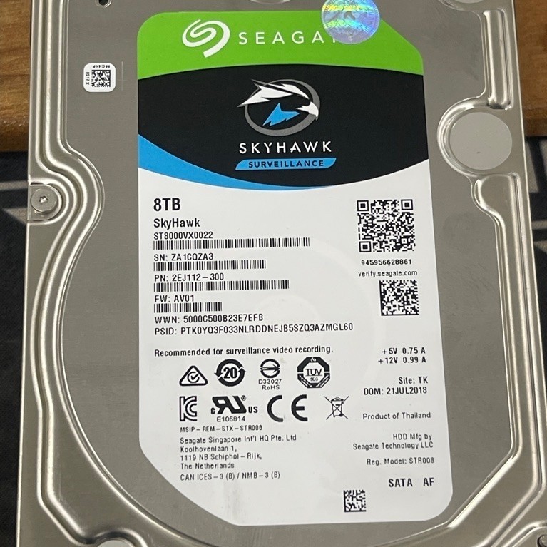Ổ Cứng HDD 8TB Seagate SkyHawk 3.5 Inch (ST8000VX0022) 256MB Cache 7200RPM Chuyên Camera / NAS / PC⁠
