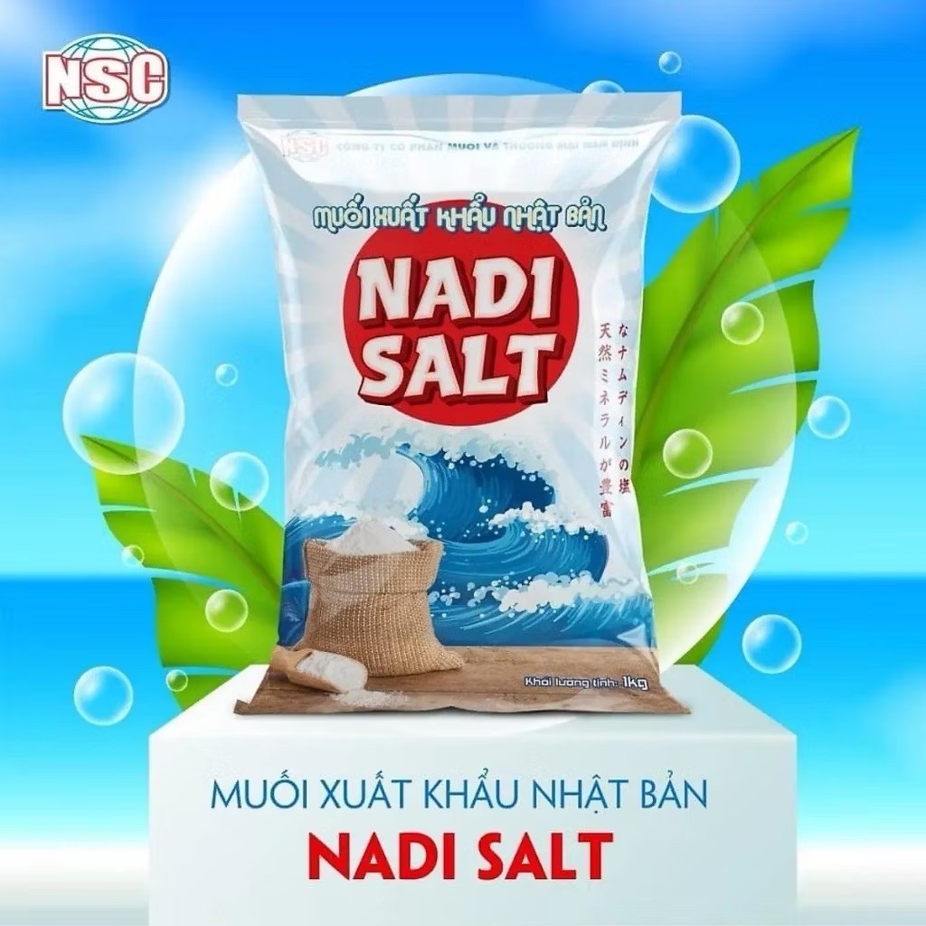 Muối biển thô Nadi Salt xuất Nhật 1kg muối khoáng - Raw Sea Salt - Muối Nam Định NSC