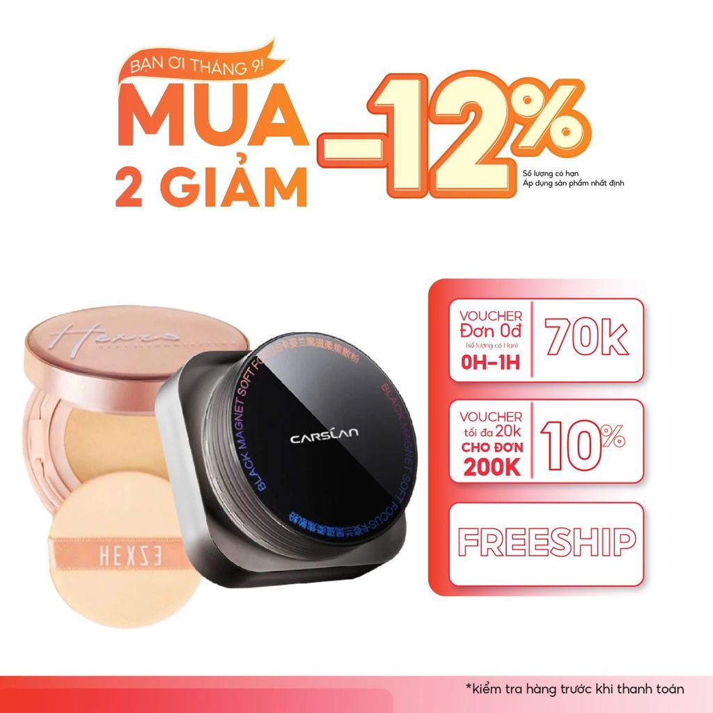 Combo Cushion Hexze + Phấn Phủ Carslan – Lớp Nền Mịn Lì, Tự Nhiên, Kiềm Dầu Đỉnh Cao