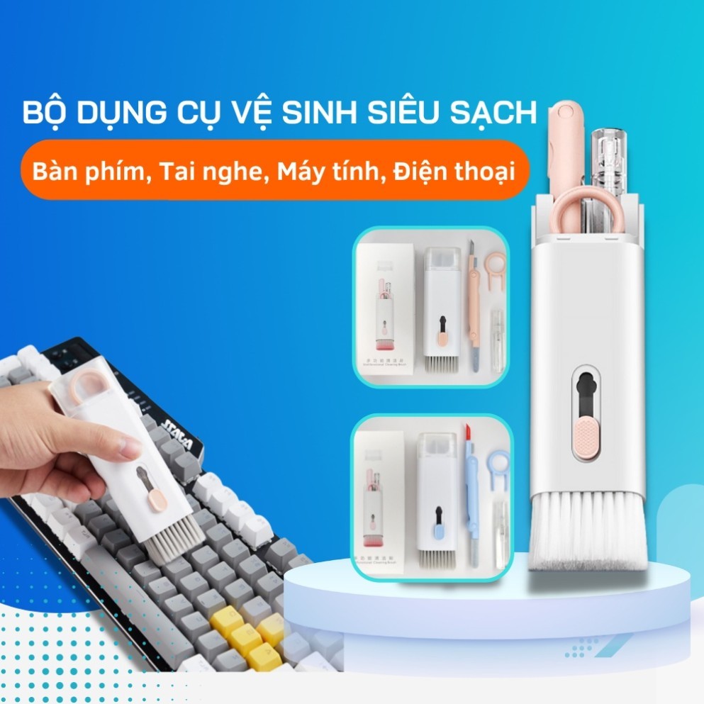 Bộ Vệ Sinh 7In1 AirPods Cleaner Kit - Vệ Sinh Tai Nghe Bluetooth Bàn Phím Laptop Điện Thoại PC Mini