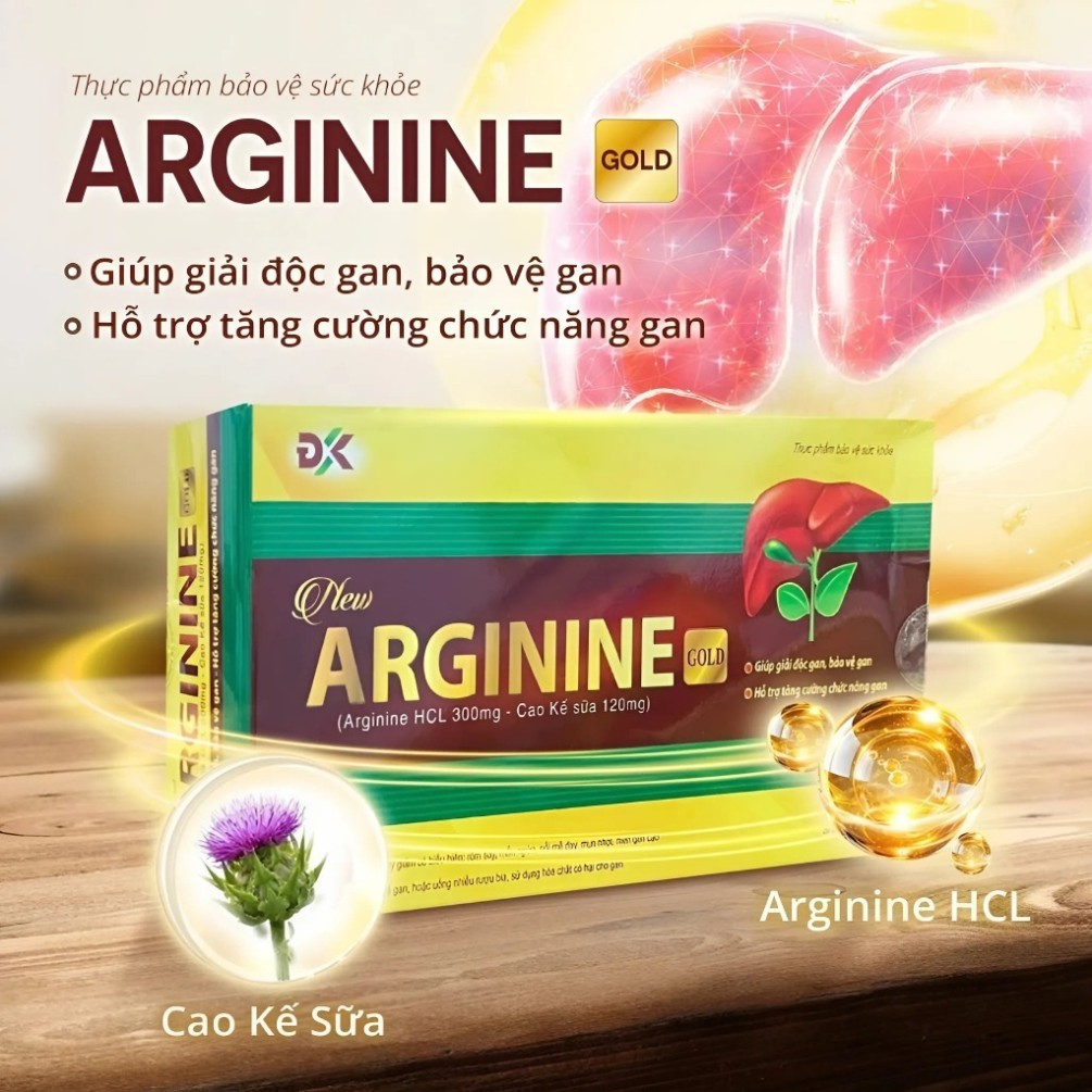 Viên Uống Thải Độc Gan Arginine Gold 30 Viên – Hạ Men Gan, Mát Gan, Phục Hồi & Bảo Vệ Gan