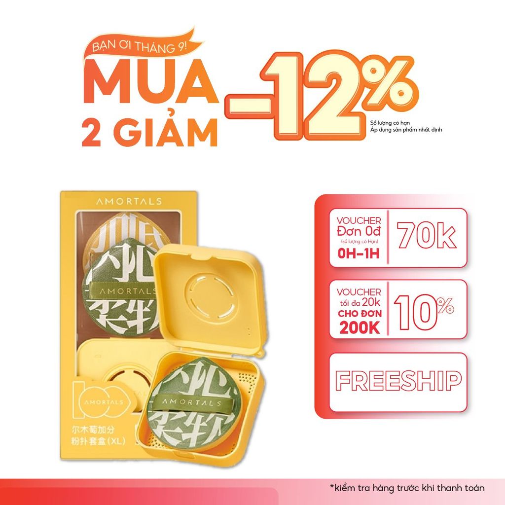 Bộ 2 Bông Mút XL Xanh Vàng Trang Điểm  Chính Hãng Siêu Mềm Dễ Tán Kem Nền Kèm Hộp Đựng Mút Cao Cấp