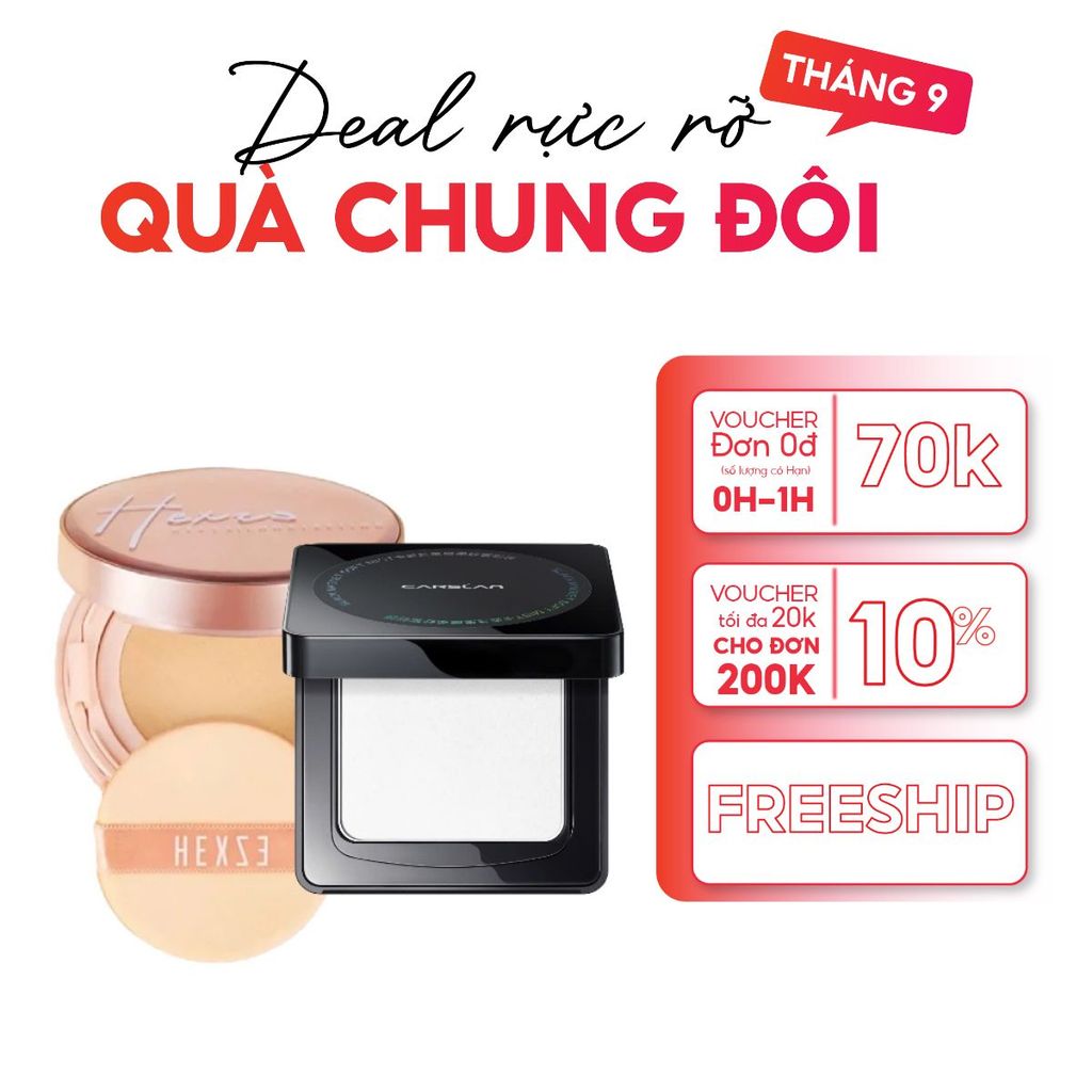 Combo Trang Điểm Nền Hoàn Hảo: Cushion Hexze + Phấn Nén Carslan – Mịn Lì, Lâu Trôi, Kiềm Dầu Cả Ngày