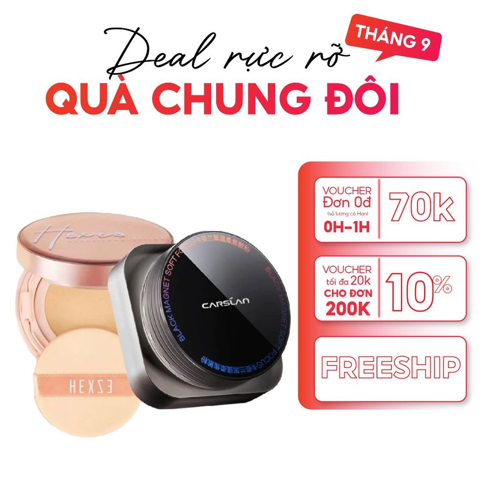 Combo Cushion Hexze + Phấn Phủ Carslan – Lớp Nền Mịn Lì, Tự Nhiên, Kiềm Dầu Đỉnh Cao