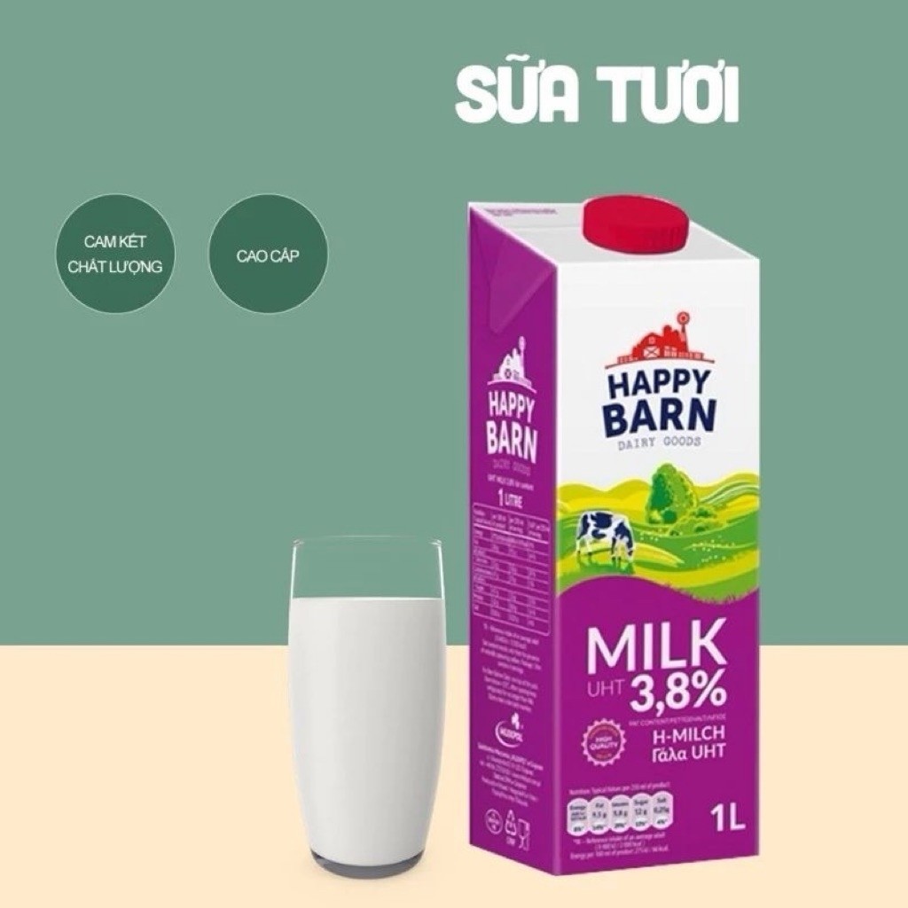 [THÙNG 12 HỘP ] SỮA TƯƠI NGUYÊN KEM HAPPY BARN