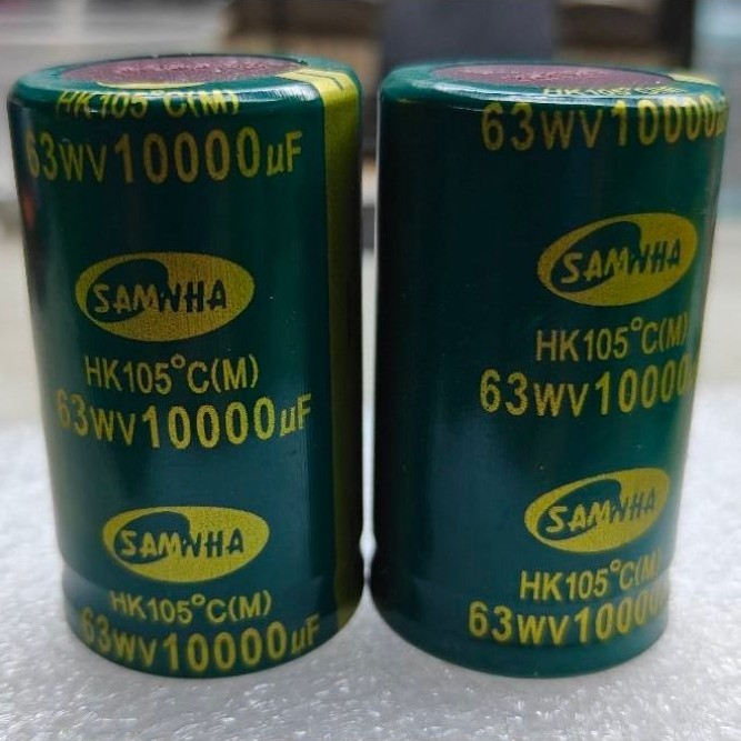 2 cái Tụ Âm Thanh (Samwha 10.000uf/63v) Lưu ý: tụ bán cặp chứ không bán lẻ từng cái