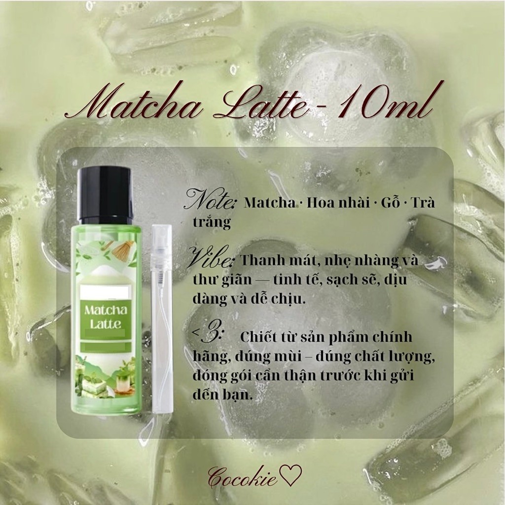 ⊹ ࣪ ˖ 10ml sample │ Body Mist Matcha Latte Hella Sạch Sẽ Tinh Tế