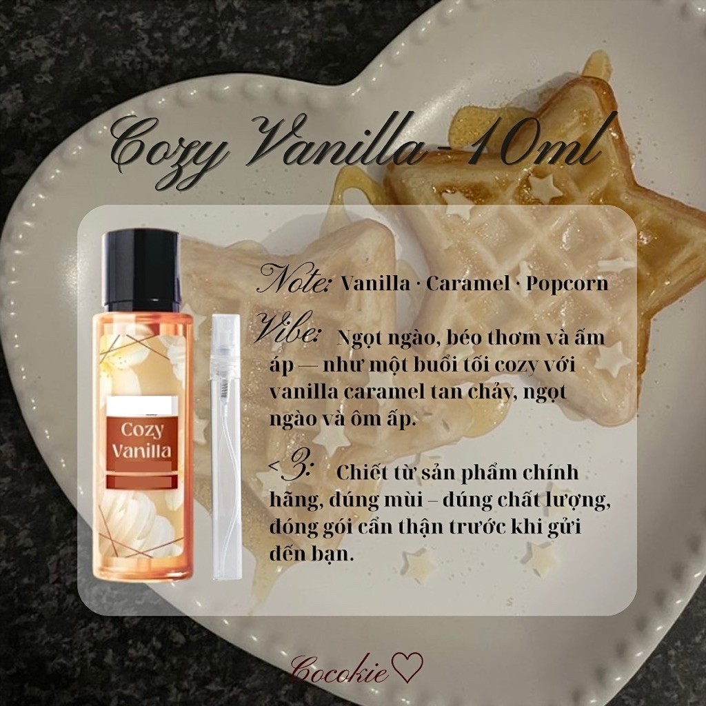 ⊹ ࣪ ˖ 10ml sample │ Body Mist Cozy Vanilla Hella Ngọt Ngào Ấm Áp