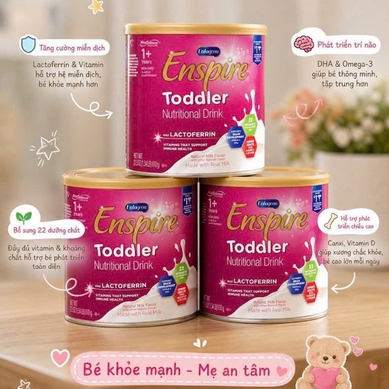 (9/2027-Bill Mỹ bay air) Sữa bột ENSPIRE TODDLER Enfamil 680G