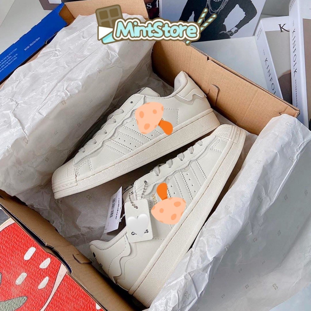 𝗠𝗶𝗻𝘁𝗦𝘁𝗼𝗿𝗲🦋 Giày sneaker Da Pu Màu Kem Star Mới