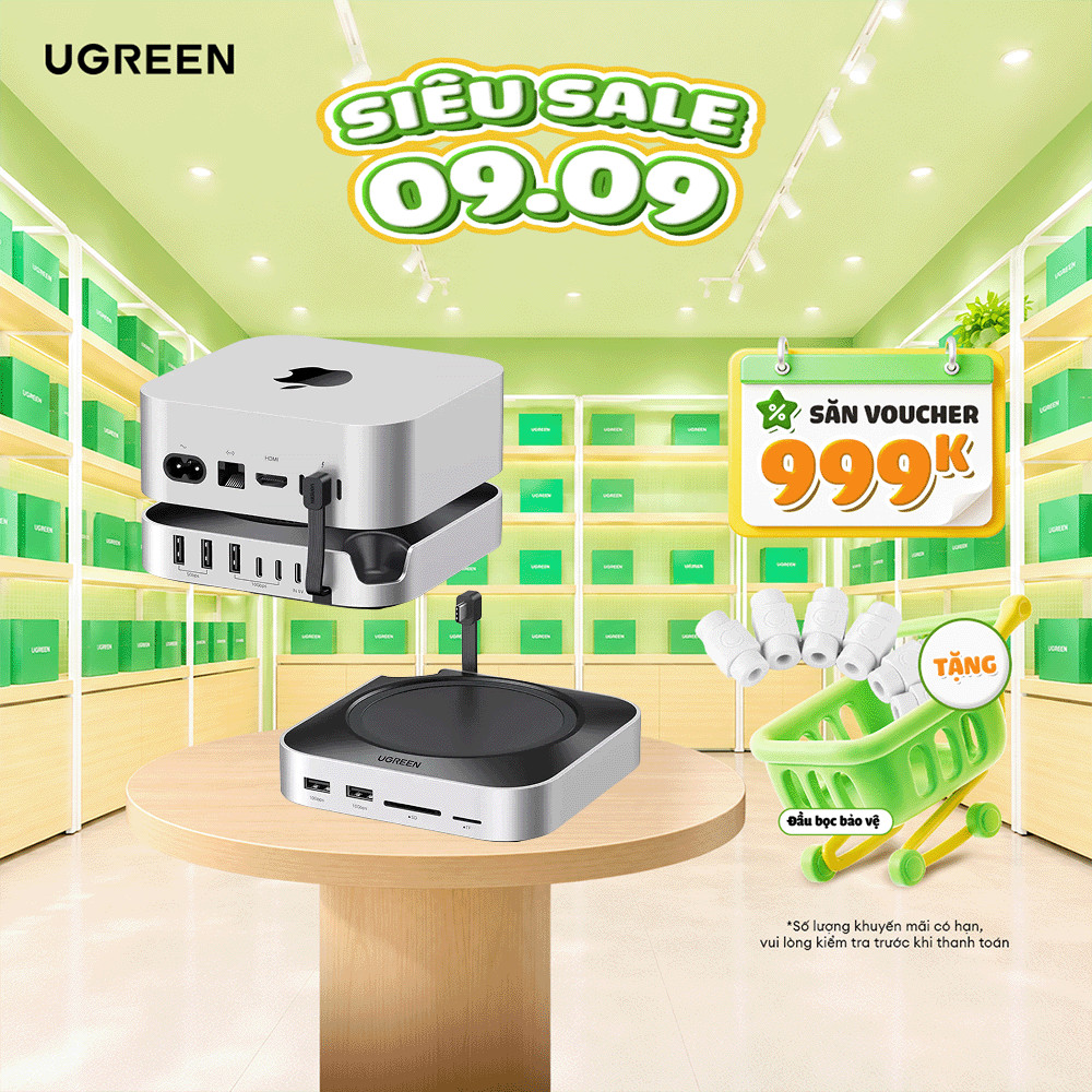Ugreen Hub Docking Station cho M4/M4 Pro M.2 | NVMe SSD 8TB Max 10Gbps | USB-A  USB-C SD & TF | BH 1