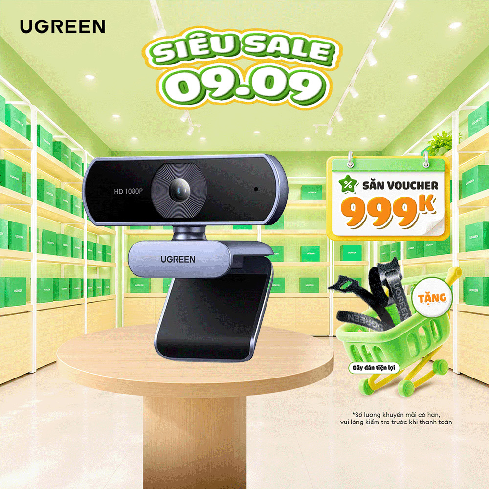 Ugreen Webcam 15728 | Tự động lấy nét Full HD 1080p@60fps | Dual Mic | Kết nối USB-A | Bảo hành 18 t