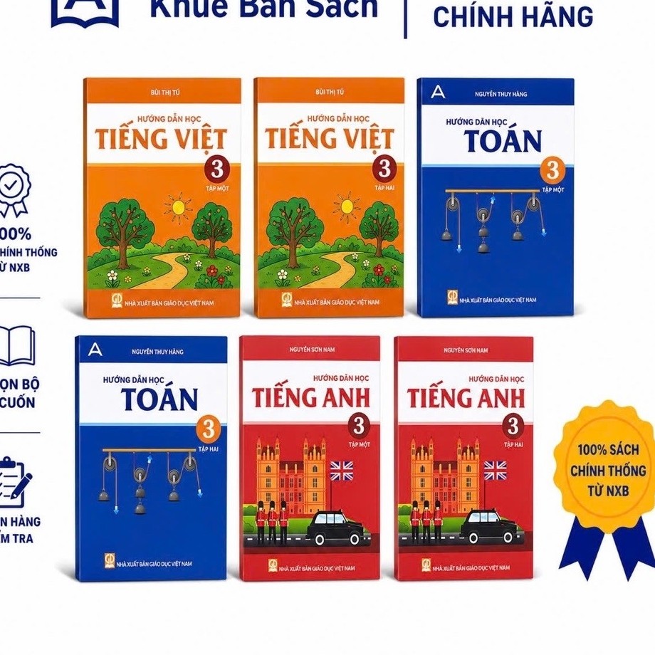 Sách - Lớp 3- Bộ Hướng Dẫn HọcToán, Tiếng Việt, Tiếng Anh Lớp 3 - Archimedes School (Bản Mới Nhất)