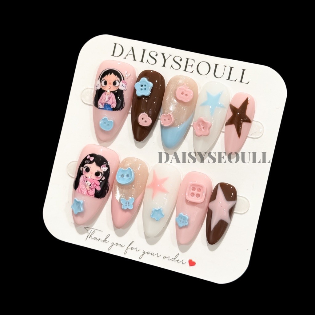 [S071] Nail box sticker yuyu charm nút DAISY NAIL